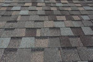 Closeup view of colorful asphalt shingle roof